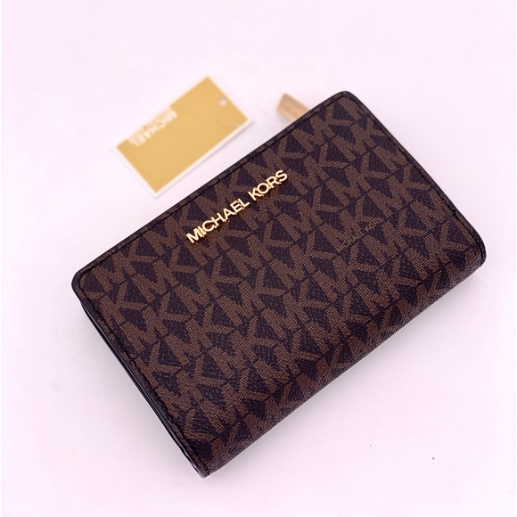 Michael Kors Jet Set Travel Medium Bifold Wallet Brown - Picture 11 of 13